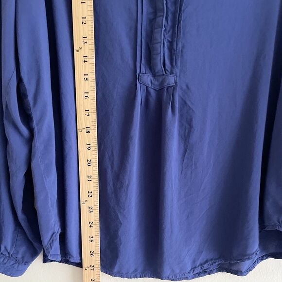 Old Navy Blue Tunic Top Size XL Long Sleeve Lightweight Split Neck Comfy Casual - Picture 6 of 10